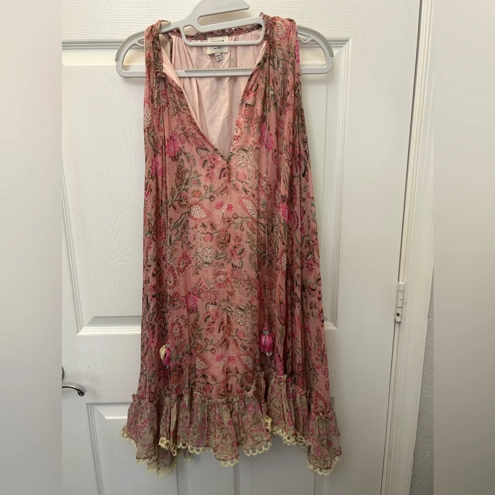 HEMANT & NANDITA Pink Floral Halter Mini Dress - Picture 2 of 8